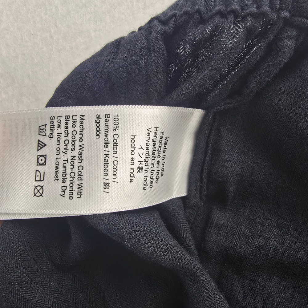 J. Crew NWT Textured Wide Leg Drawstring Beach Pants Black Cotton Medium - Picture 7 of 11